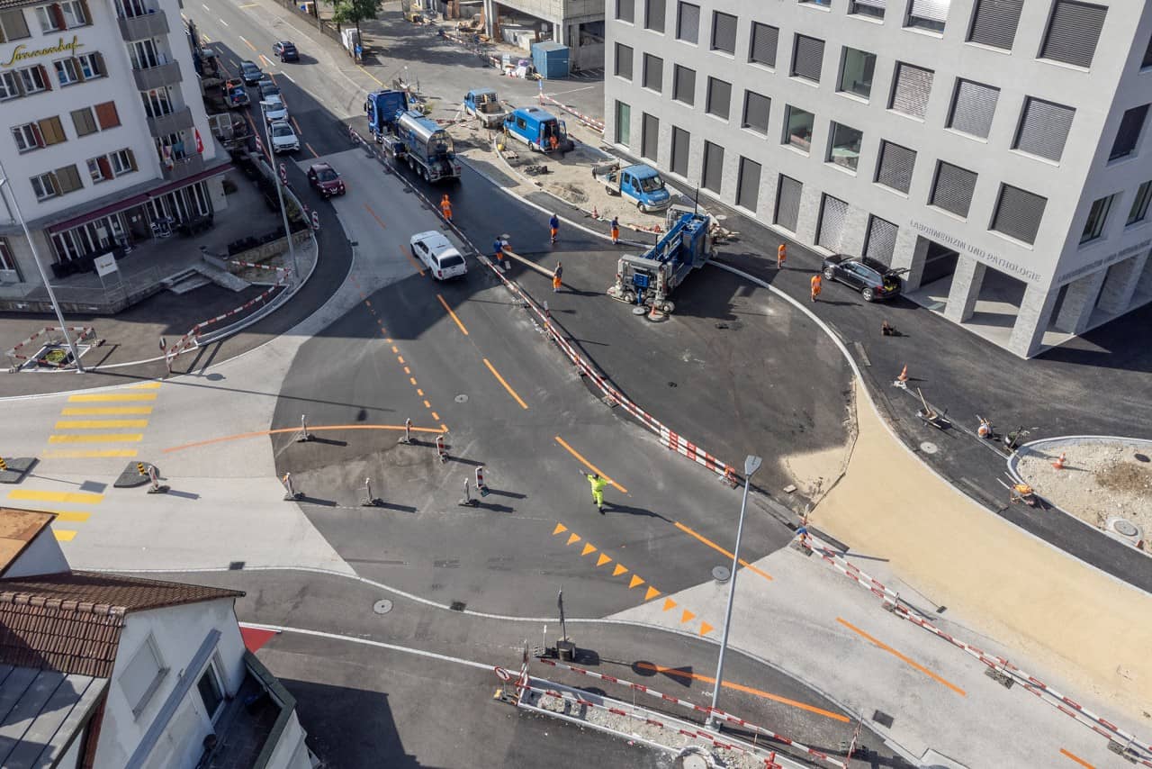 Baustelle Kreisel Bavaria aus der Vogelperspektive