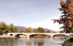 Neue Aarebrücke, von der Seite her gesehen