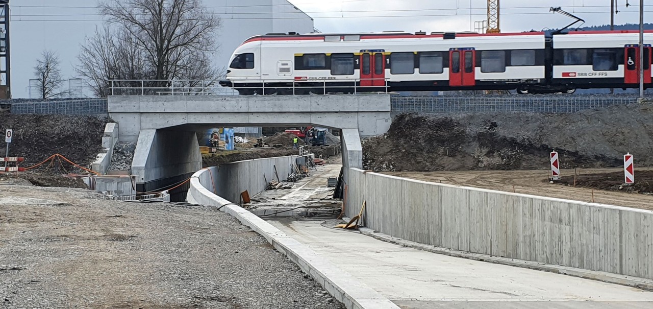 neue SBB-Brücke, aufgenommen von der Seite Ost, Stand Januar 2022