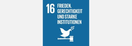 Logo SDG 16: Frieden, Gerechtigkeit und starke Institutionen